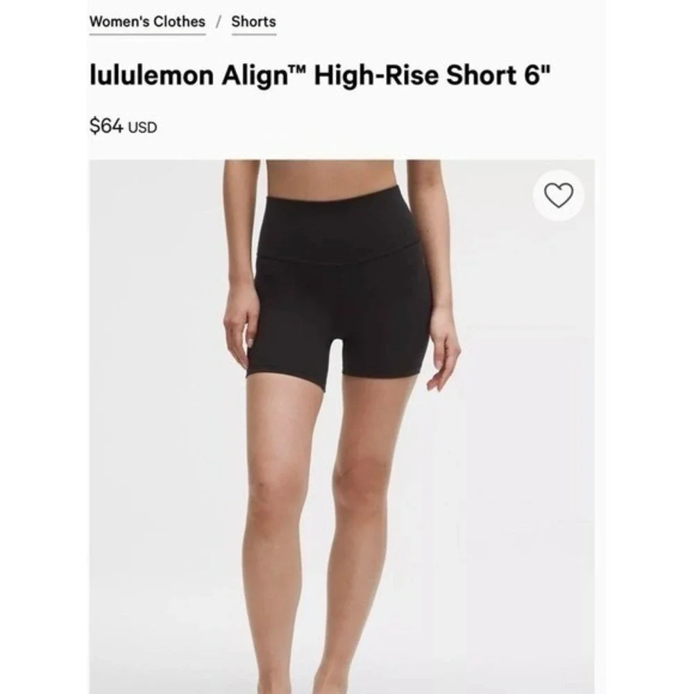 NEW women's size 4 Lululemon Align High-Rise black biker shorts. 6 inches.